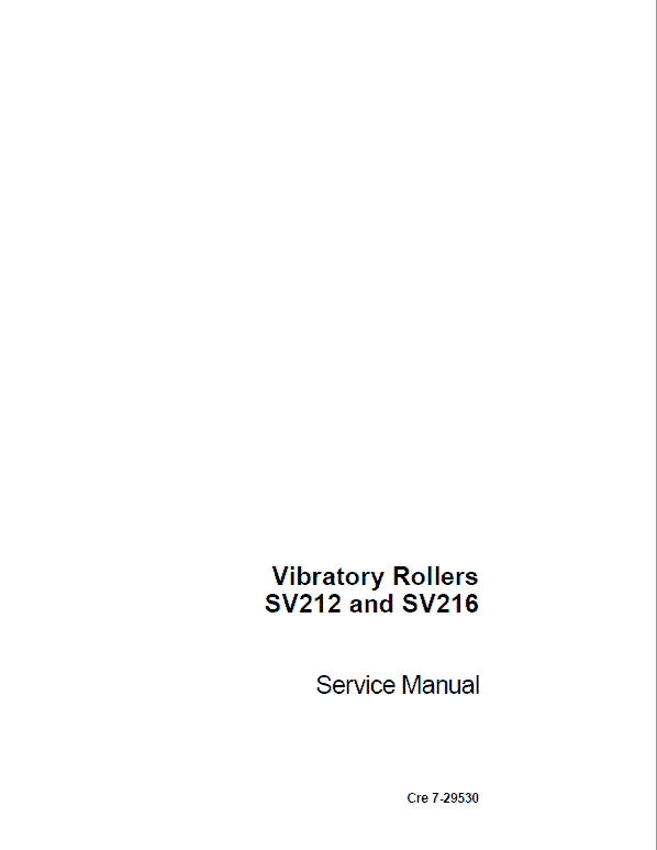 Case SV212, SV216 Vibratory Rollers Service Manual