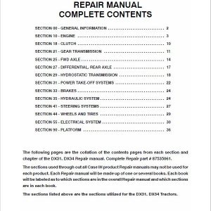 Case DX31, DX34 Tractor Service Manual