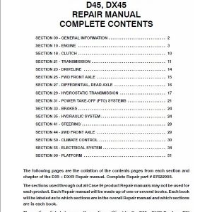 Case DX35, DX40, DX45 Tractor Service Manual