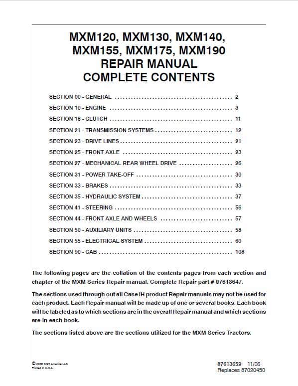 Case MXM120, MXM130, MXM140 Tractor Service Manual