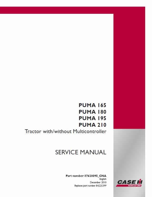 eenzaam Razernij vreemd Case Puma 165, 180, 195, 210 Tractor Service Manual
