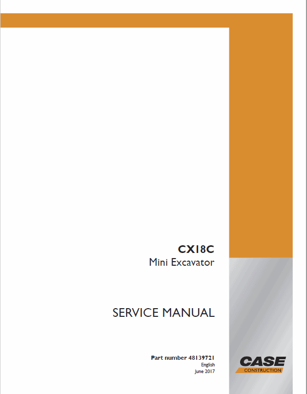 Case CX18C Mini Excavator Service Manual