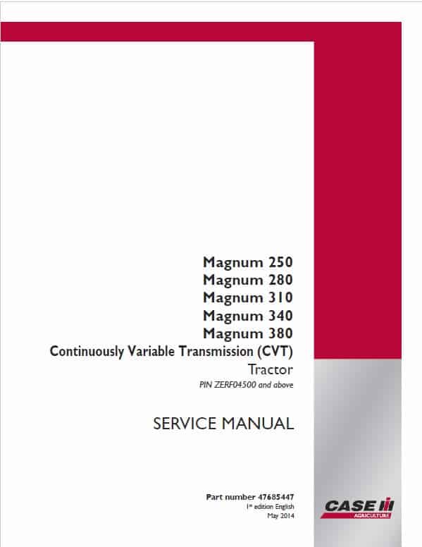 Case 250, 280, 310, 340, 380 Magnum Tractor Service Manual
