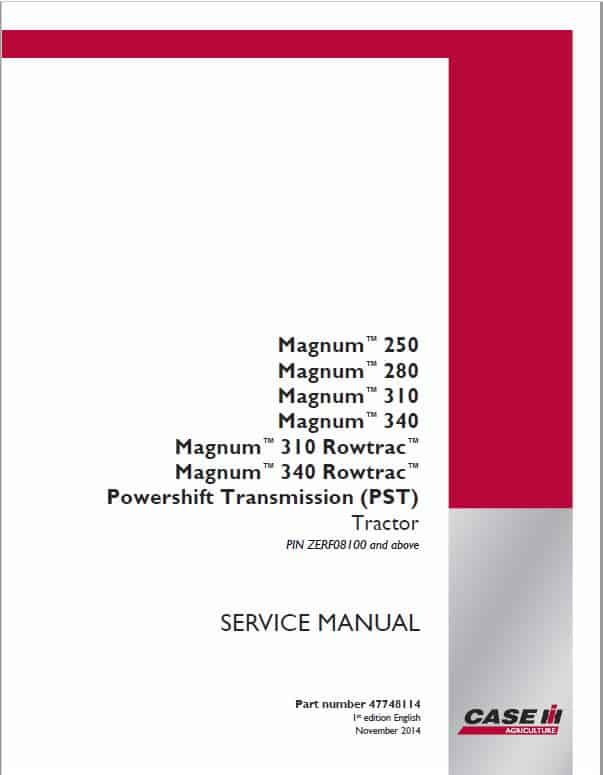 Case 310, 340, 380 Rowtrac Magnum Tractor Service Manual