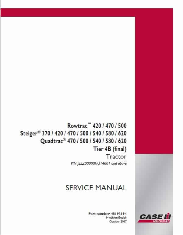 Case 370, 420, 470, 500 Rowtrac Tractor Service Manual