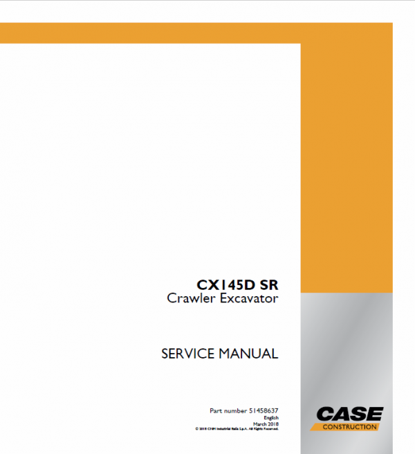 Case CX145D SR Crawler Excavator Service Manual