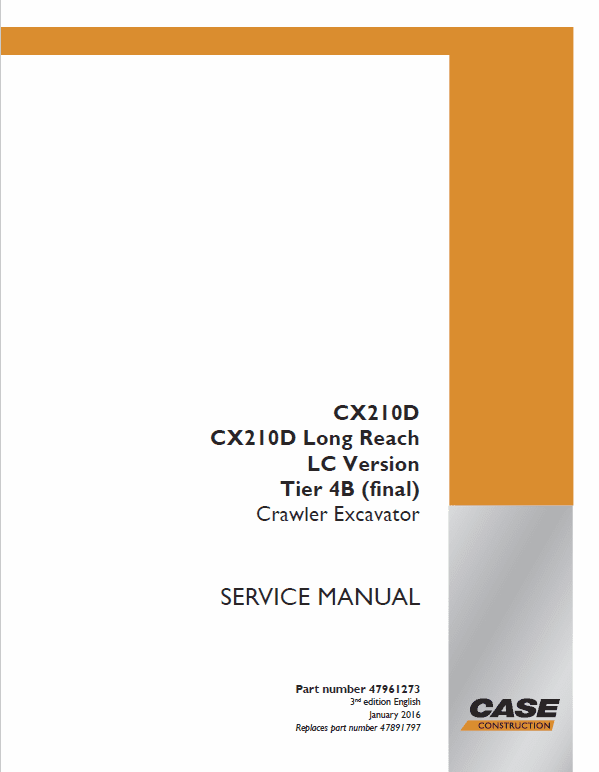 Case CX210D Crawler Excavator Service Manual