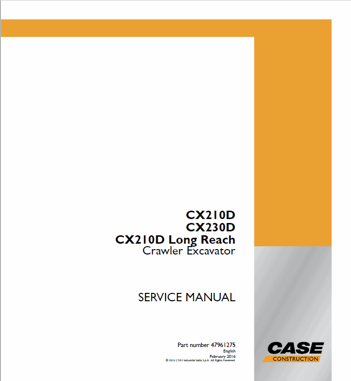 Case CX230D Crawler Excavator Service Manual