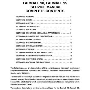 Case Farmall 70, 80, 90, 95 Tractor Service Manual
