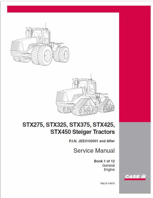 Case STX275, STX325, STX375, STX425, STX450, STX500 Steiger Tractor Service Manual