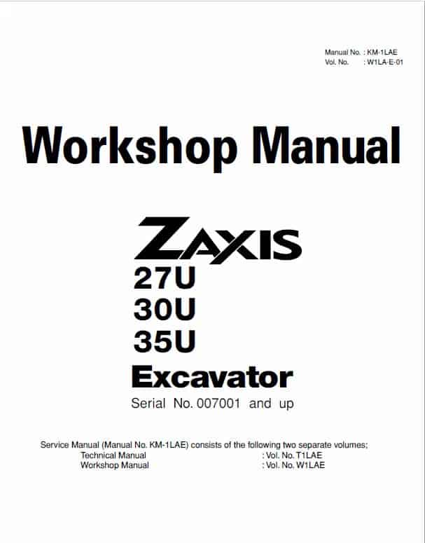 Hitachi Zaxis 27U, 30U, 35U Excavator Service Manual