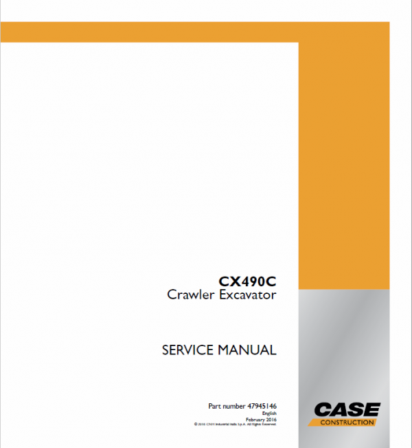 Case CX490C Crawler Excavator Service Manual