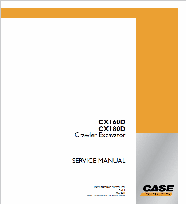 Case CX180D Crawler Excavator Service Manual