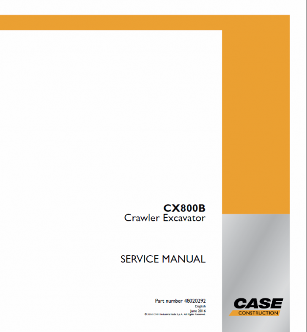 Case CX800B Crawler Excavator Service Manual