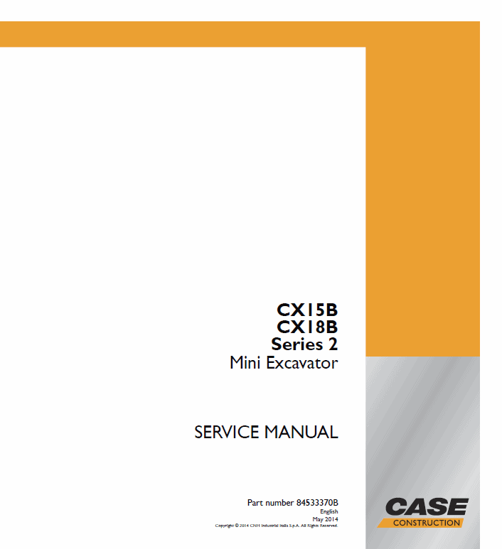 Case CX15B, CX18B Series 2 Mini Excavator Service Manual