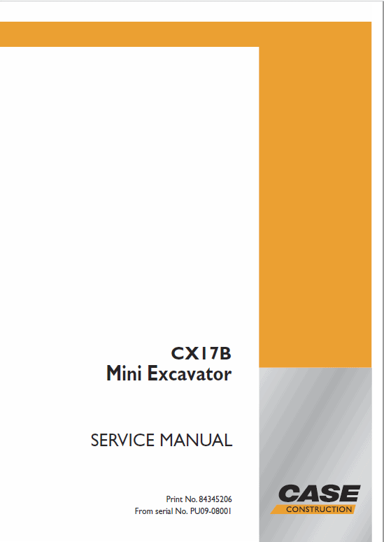 Case CX17B Mini Excavator Service Manual