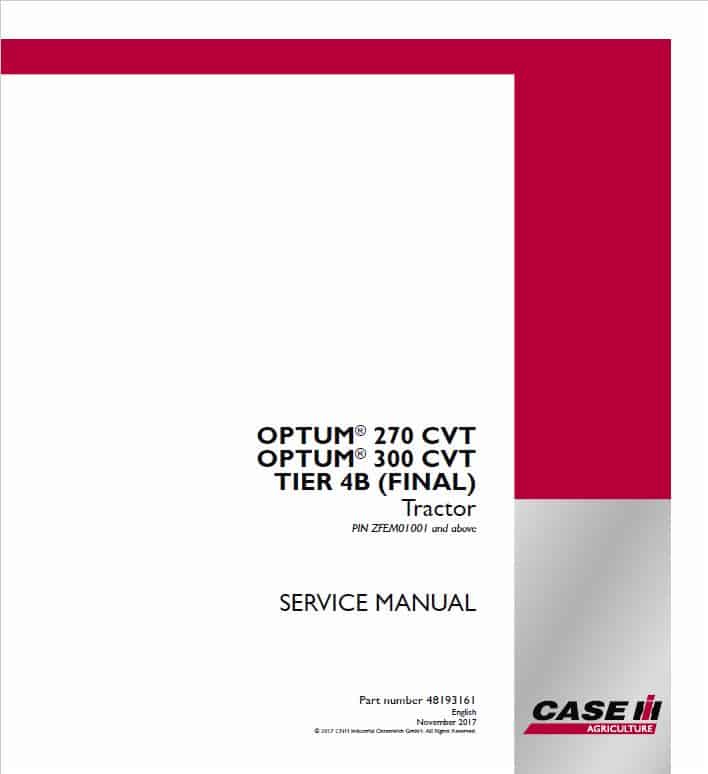 Case Optum 270 CVT, 300 CVT Tractor Service Manual