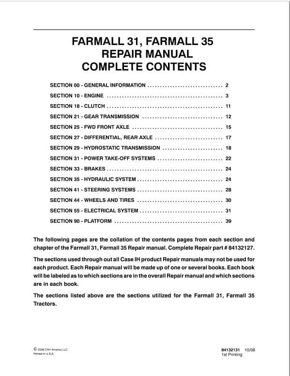 Case Farmall 31, 35 Tractor Service Manual