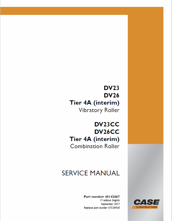 Case DV23, DV26, DV23CC, DV26CC Roller Service Manual