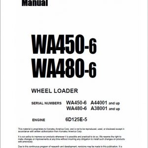 Komatsu WA450-6, WA480-6 Wheel Loader Service Manual