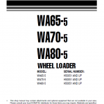 Komatsu WA65-5, WA70-5, WA80-5 Wheel Loader Service Manual