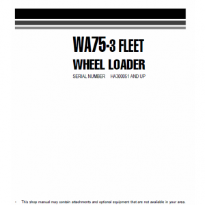 Komatsu WA75-3 Wheel Loader Service Manual