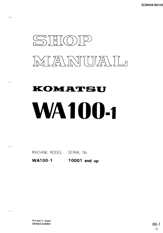 Komatsu WA100-1 Wheel Loader Service Manual