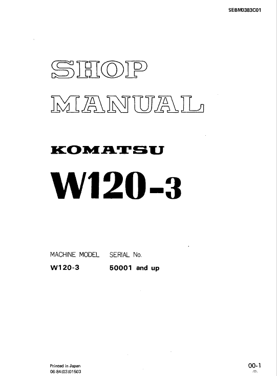Komatsu W120-3 Wheel Loader Service Manual