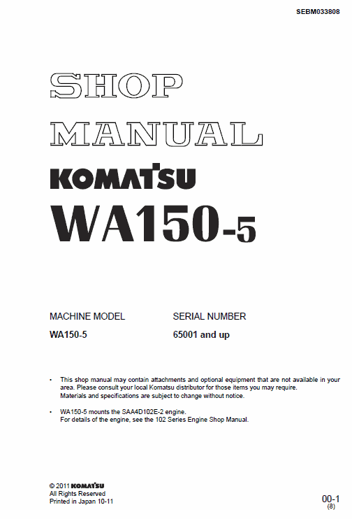 Komatsu WA150-5 Wheel Loader Service Manual