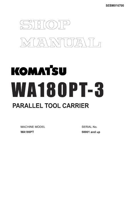Komatsu WA180PT-3 Wheel Loader Service Manual