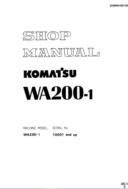 Komatsu WA200-1 Wheel Loader Service Manual