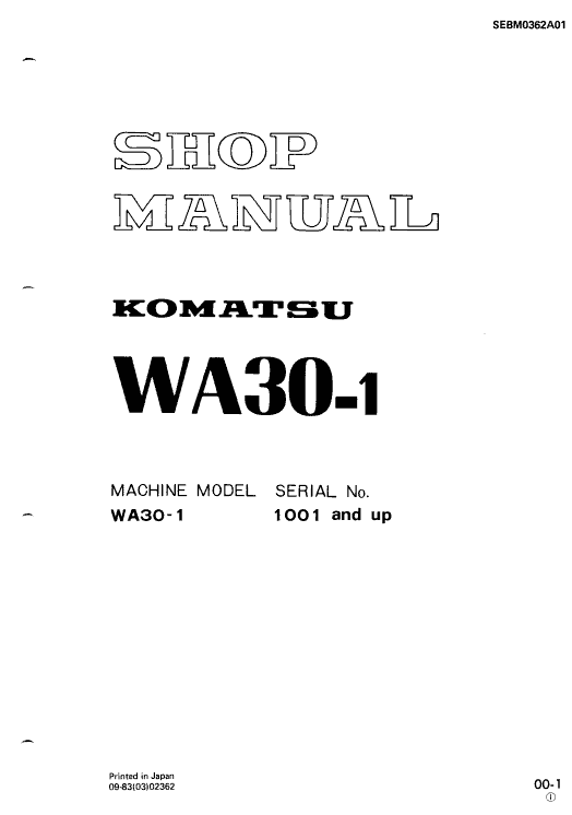 Komatsu WA30-1 Wheel Loader Service Manual