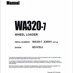 Komatsu WA320-7 Wheel Loader Service Manual