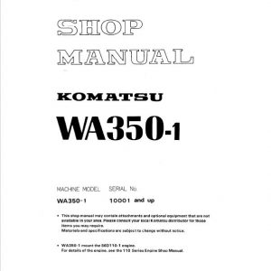 Komatsu WA350-1 Wheel Loader Service Manual