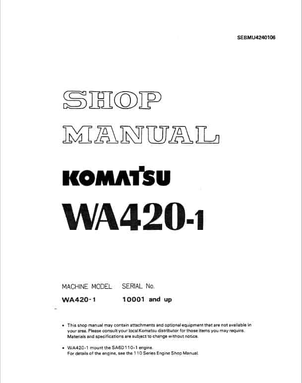 Komatsu WA420-1 Wheel Loader Service Manual
