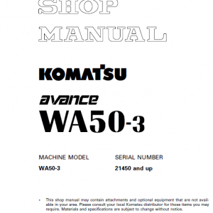 Komatsu WA50-3 Wheel Loader Service Manual