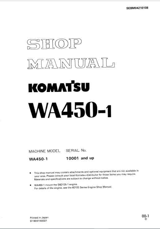 Komatsu WA450-1 Wheel Loader Service Manual