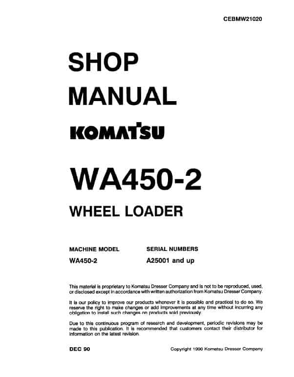 Komatsu WA450-2 Wheel Loader Service Manual