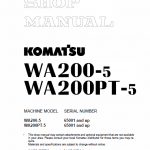Komatsu WA200-5H, WA200PT-5L, WA200-5L, WA200-5 Loader Service Manual