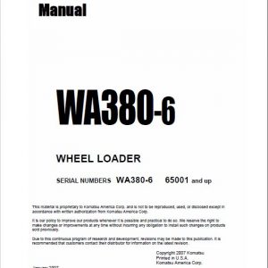 Komatsu WA380-6 Wheel Loader Service Manual