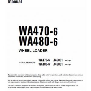 Komatsu WA470-6, WA480-6, WA470-6LC, WA480-6LC Loader Service Manual