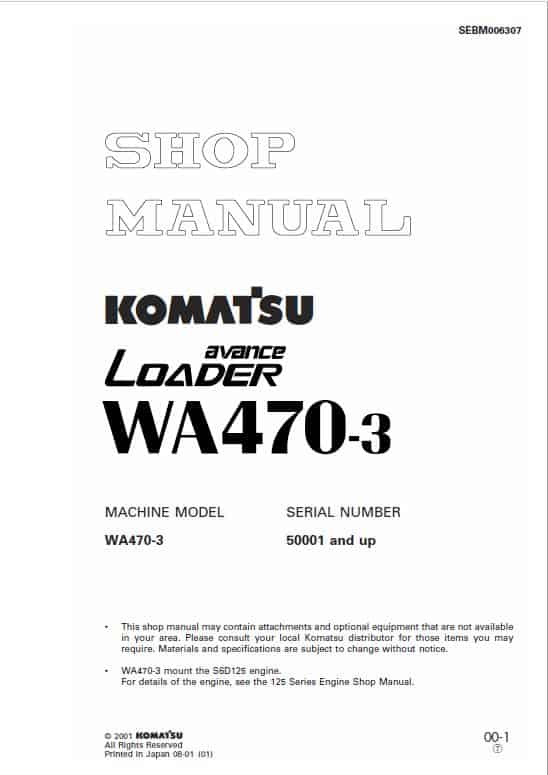 Komatsu WA470-3 Wheel Loader Service Manual