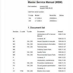 BT LT 2200-6, LT 2200-8 Pallet Truck Service Manual