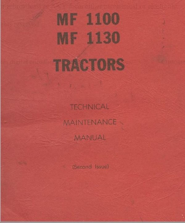 Massey Ferguson 1100, 1130 Tractor Service Manual
