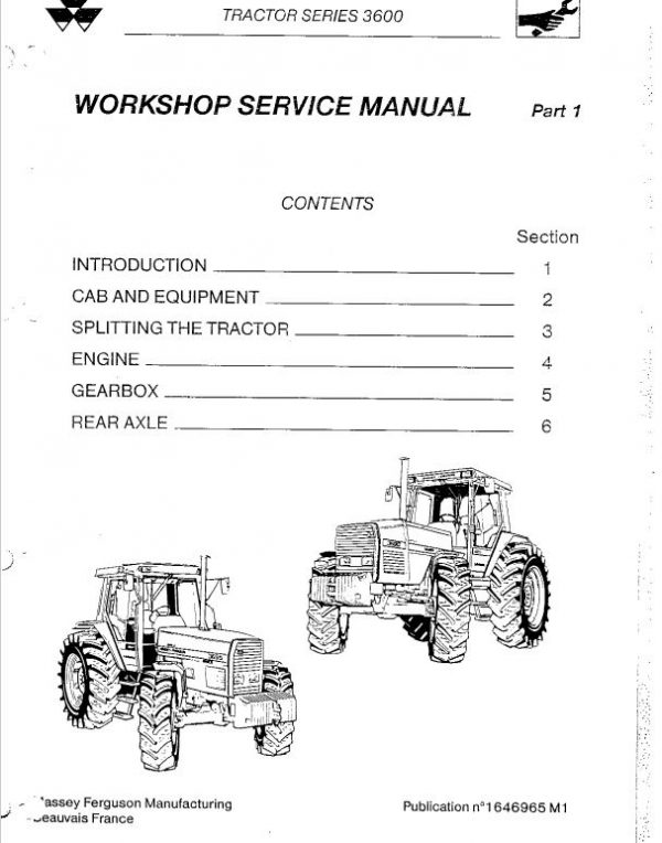 Massey Ferguson 3610, 3630, 3650, 3655 Tractor Service Manual