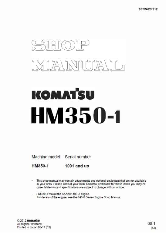 Komatsu HM350-1 Dump Truck Service Manual