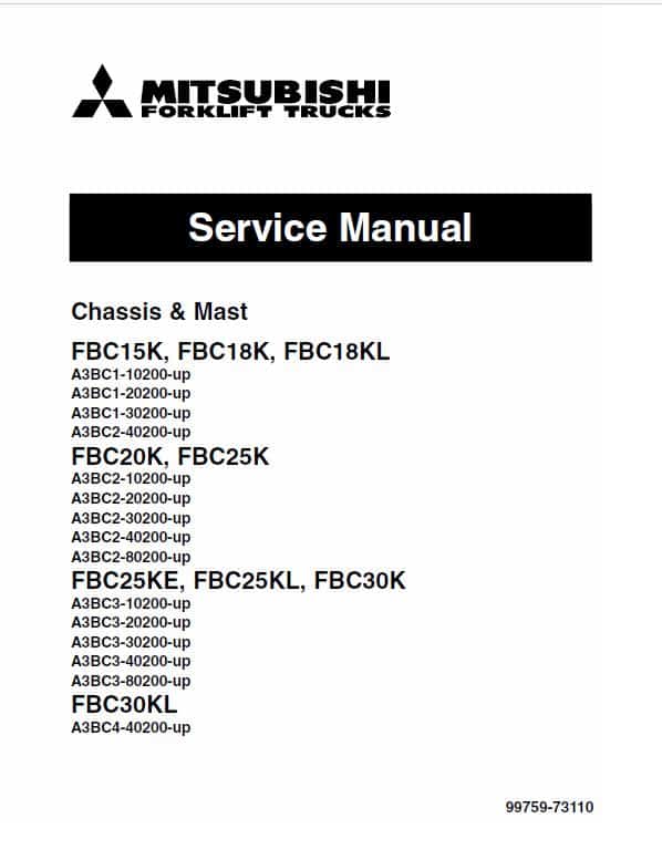 Mitsubishi FBC20K, FBC25K, FBC25KE, FBC25KL, FBC30K Forklift Service Manual
