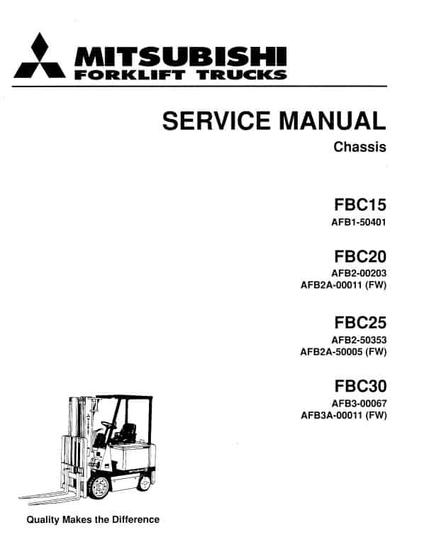 Mitsubishi FBC15, FBC20, FBC25, FBC20 Forklift Lift Truck Service Manual