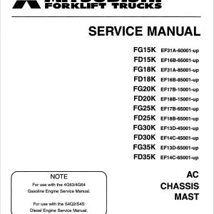 Mitsubishi FG15K, FG18K, FG20K, FG25K, FG30K, FG35K Forklift Service Manual