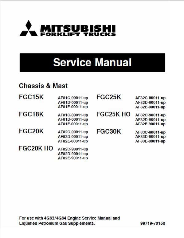 Mitsubishi FGC15K, FGC18K, FGC20K, FGC20K HO Forklift Service Manual